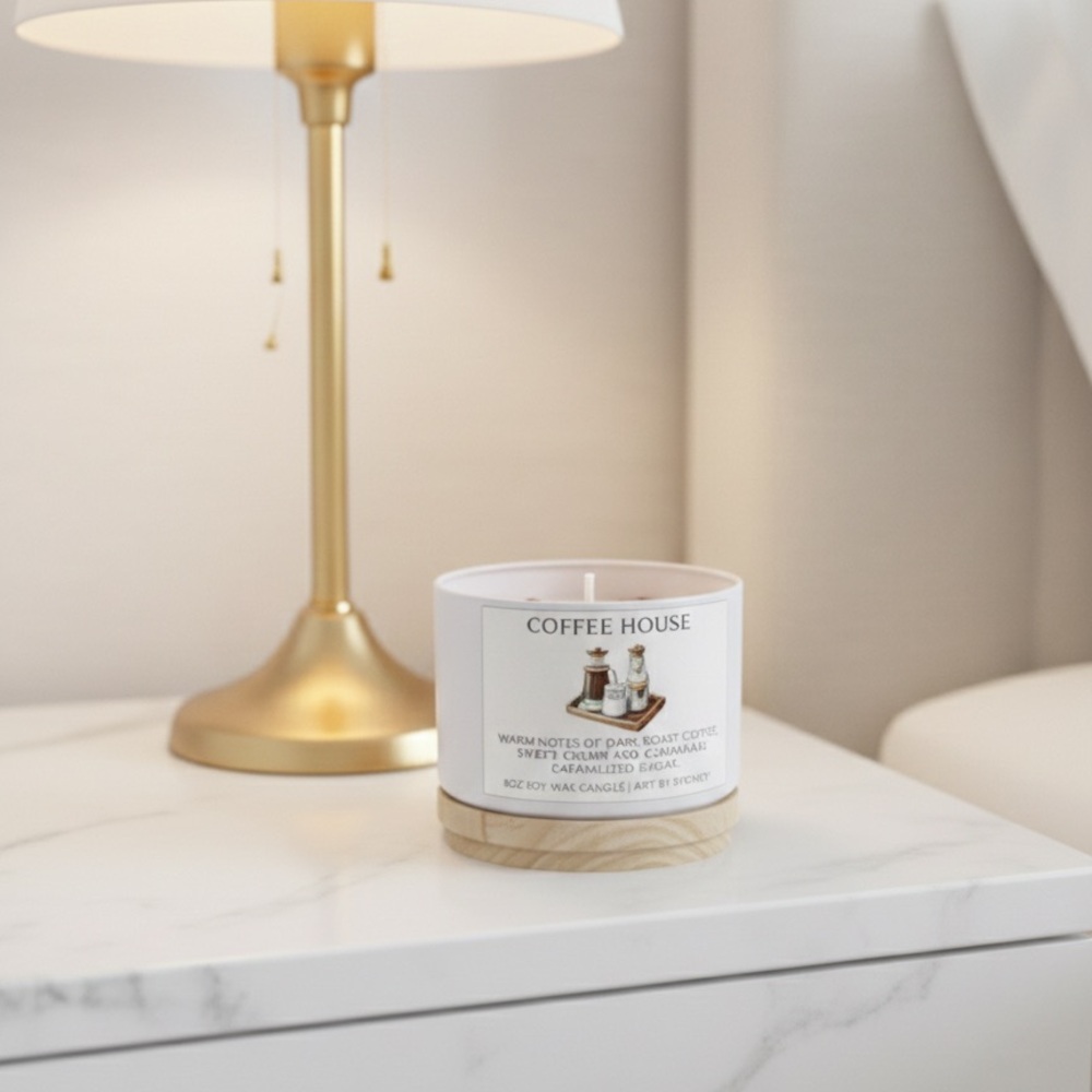 Coffee House 8oz Candle Hand Made